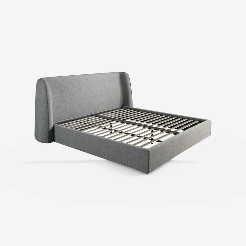 Dark grey fabric bed