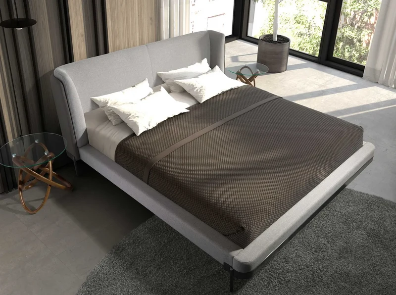 Light grey fabric bed