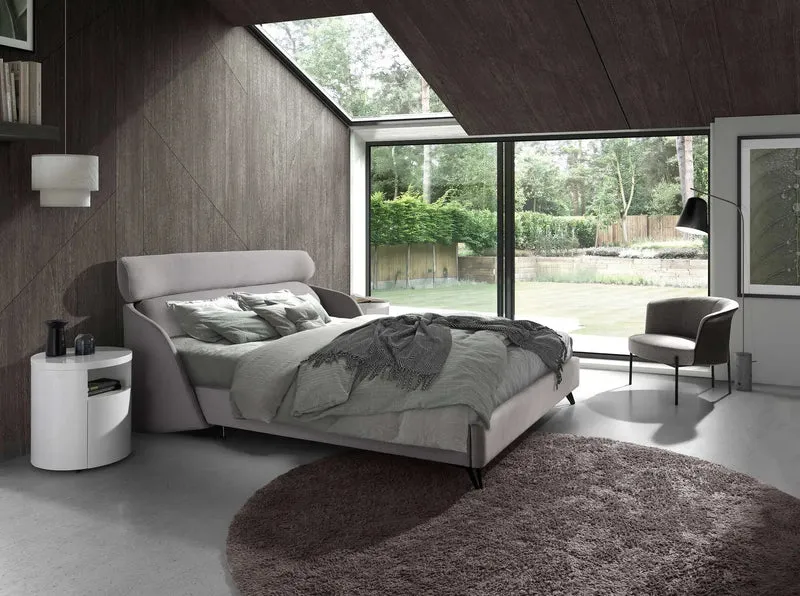 Light grey fabric bed