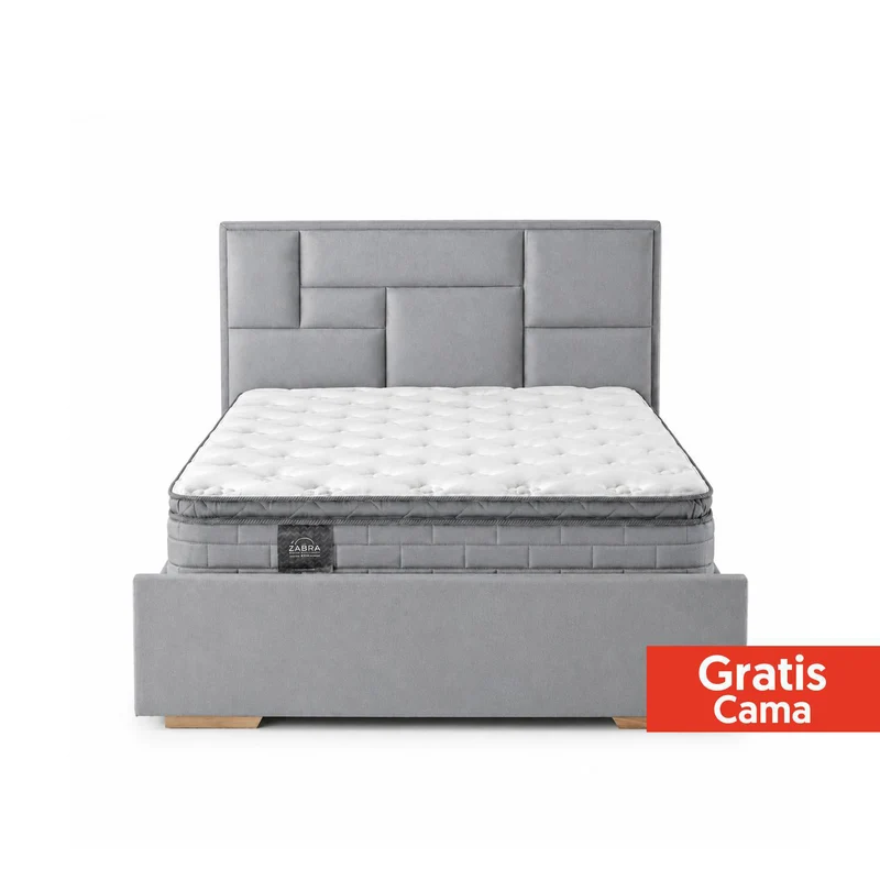 Colchón Doble Aurora Pillow Top + Gratis Cama Gris + 2 Almohadas