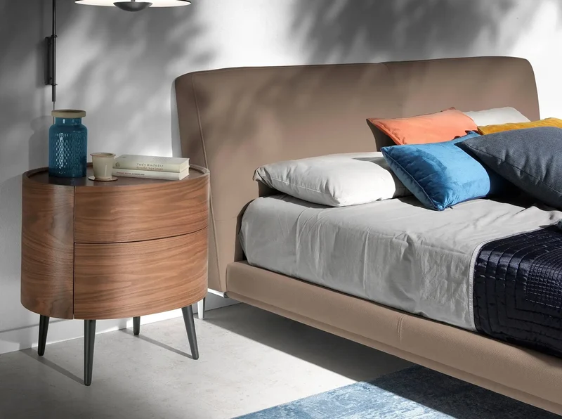 Walnut and black steel nightstand