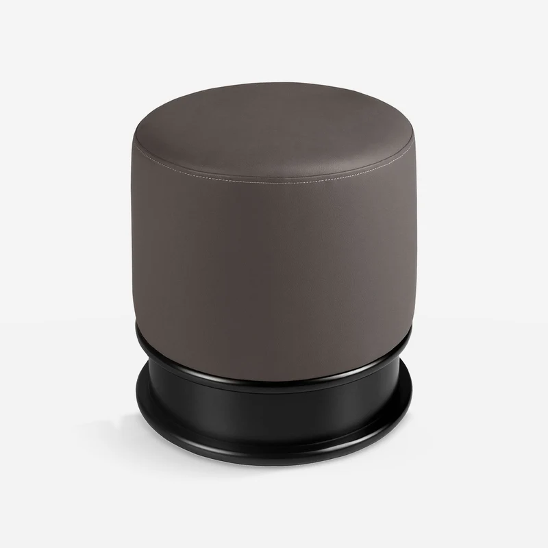 Dark grey faux leather pouf