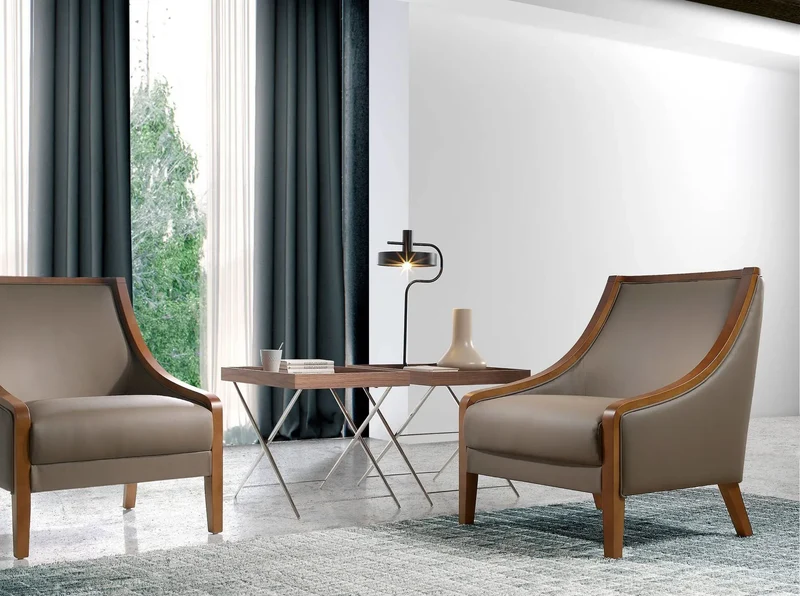 Rectangular walnut and chrome-plated steel corner table