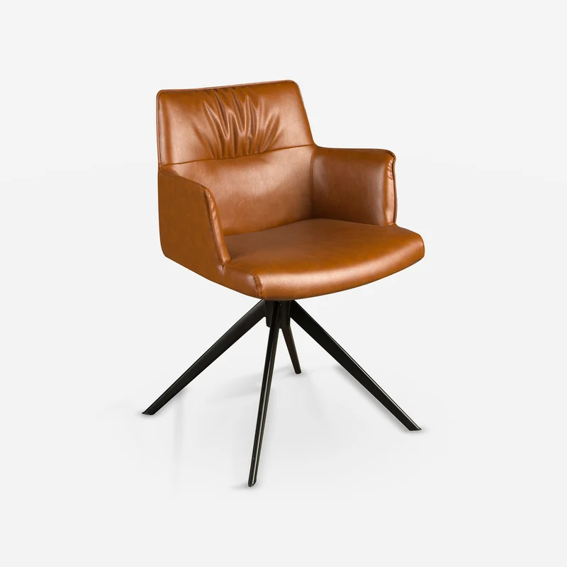 Cognac brown leatherette swivel chair