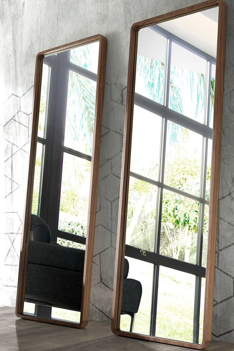 Rectangular walnut wall mirror