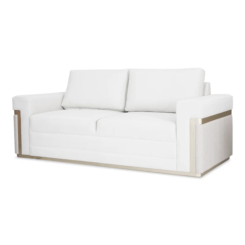 Sofá 3 Puestos Dante Eurolino Blanco, Champaña Brazo Desmontable