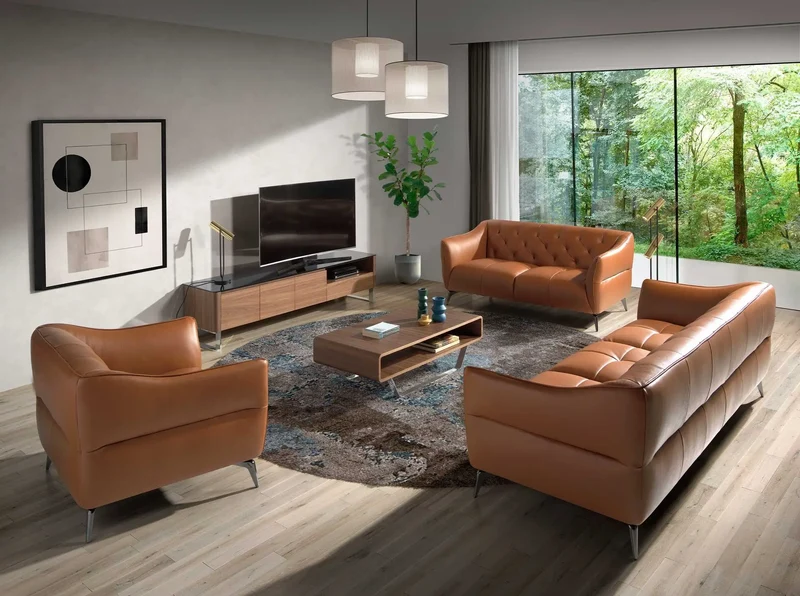 Walnut TV cabinet, chrome-plated steel and black glass top