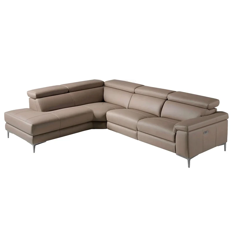 Relaxing left-hand chaise longue sofa in mink leather