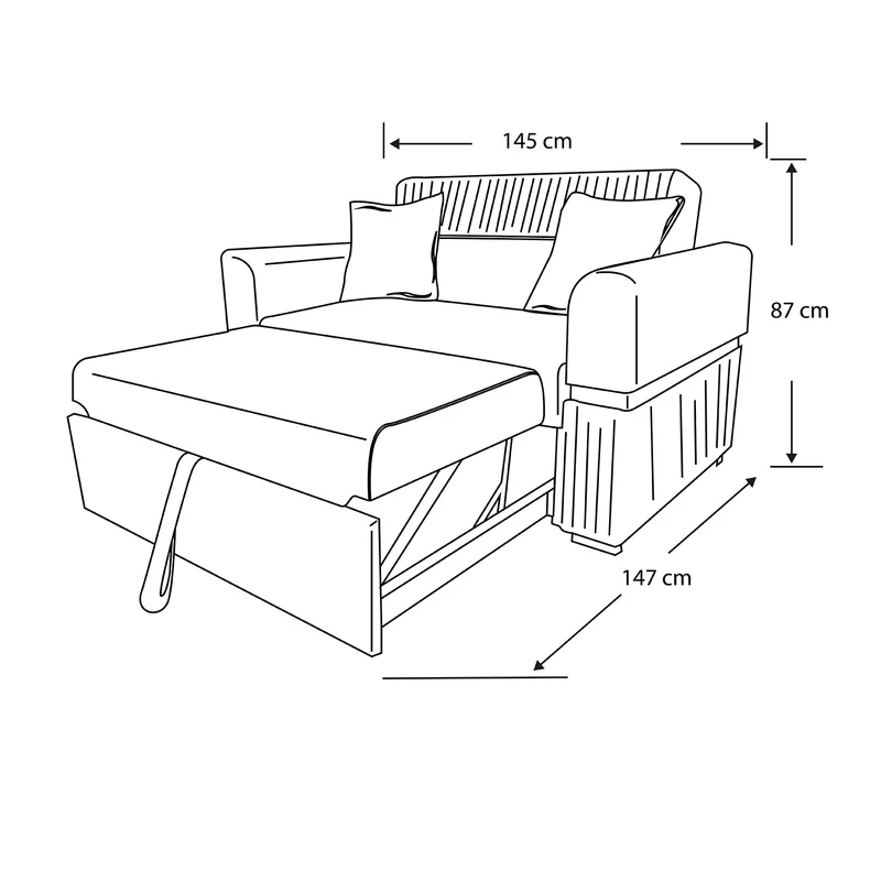 Sofá Cama Dhara Eurolino Blanco, Verona Beige, Champaña 145 cm Brazo Desmontable