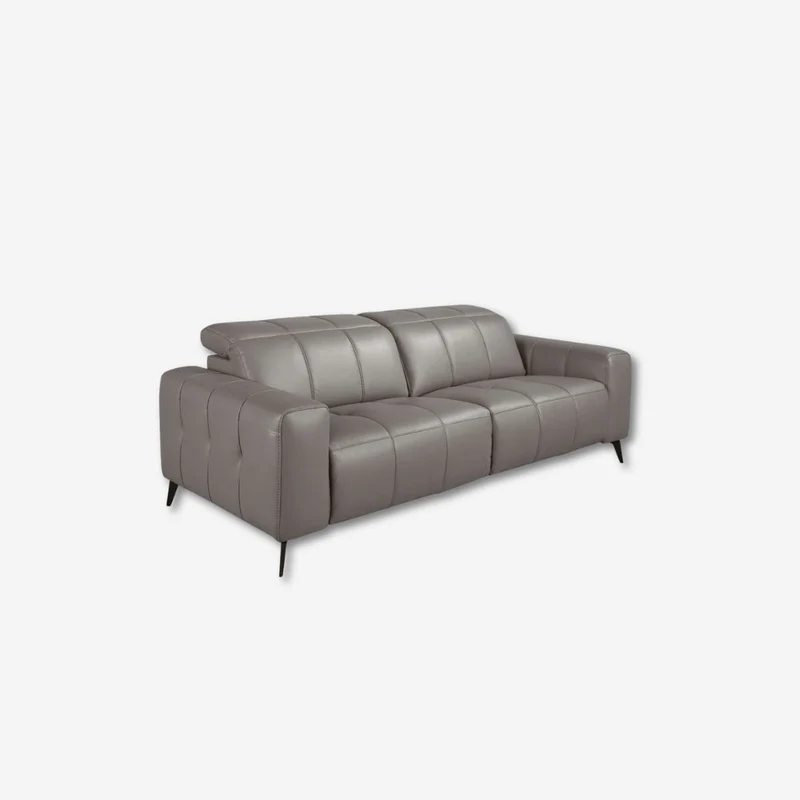 3-seater grey leather relax sofa