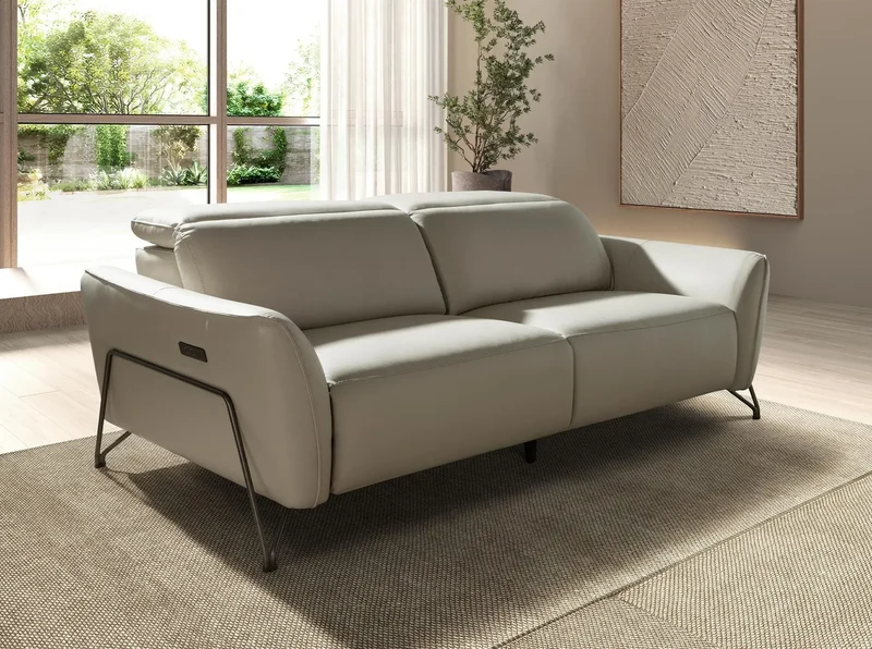 3-seater sand leather relax sofa