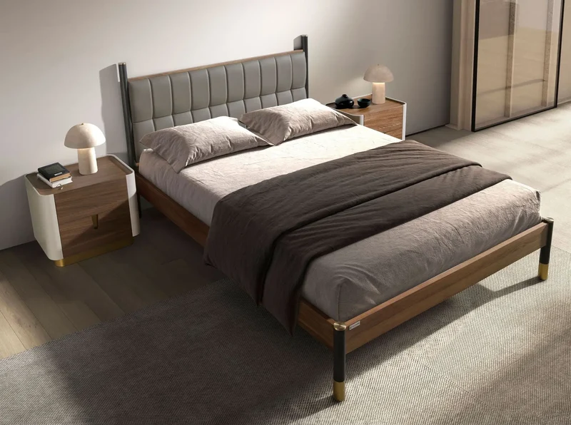 Dark grey faux leather bed