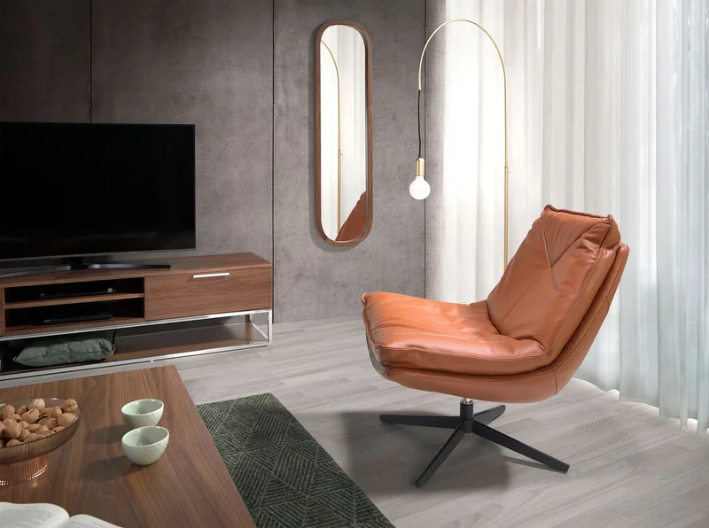 Brown leather swivel chair
