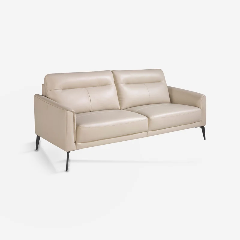 3-seater taupe leather sofa