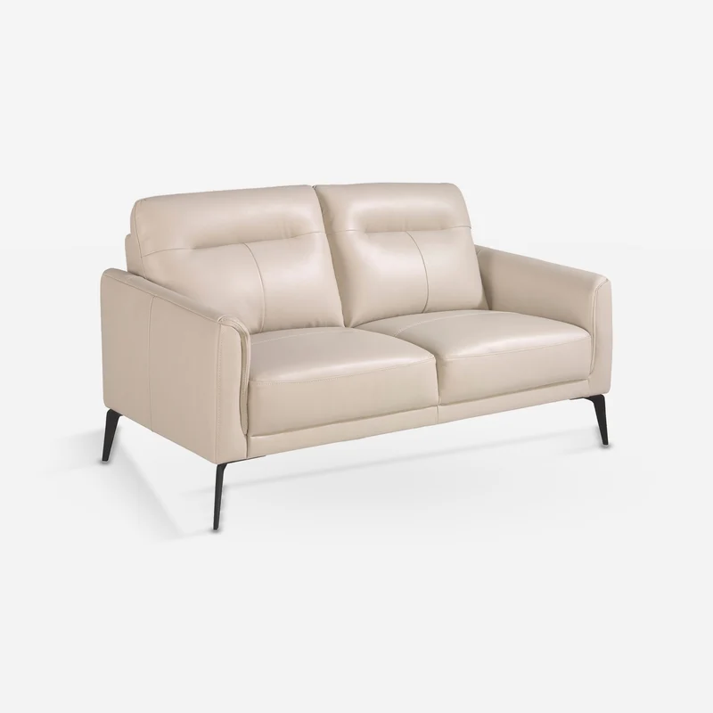 Beige leather 2-seater sofa