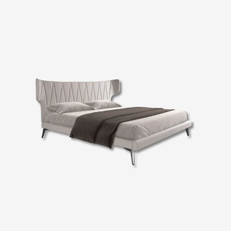 Light grey fabric bed