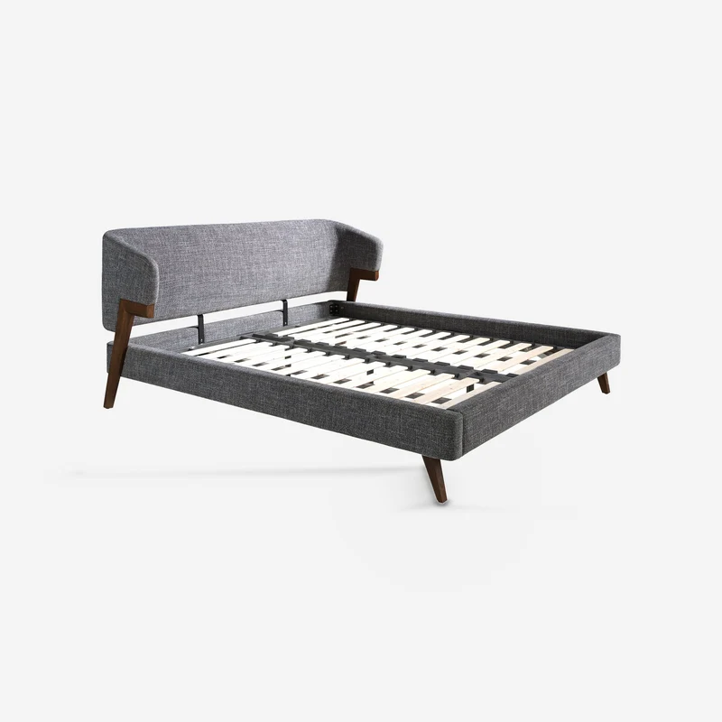 Grey fabric bed