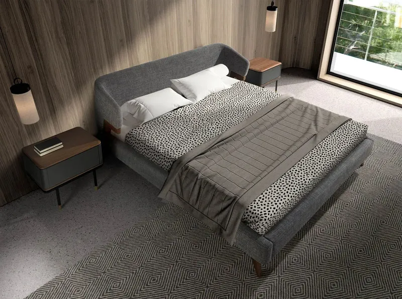 Grey fabric bed