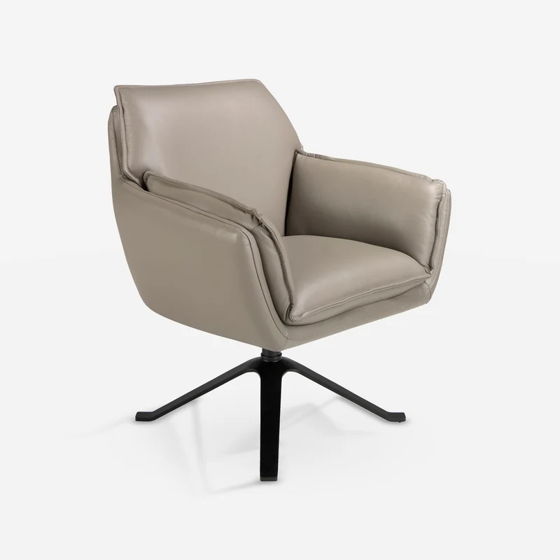 Dark grey leather swivel armchair