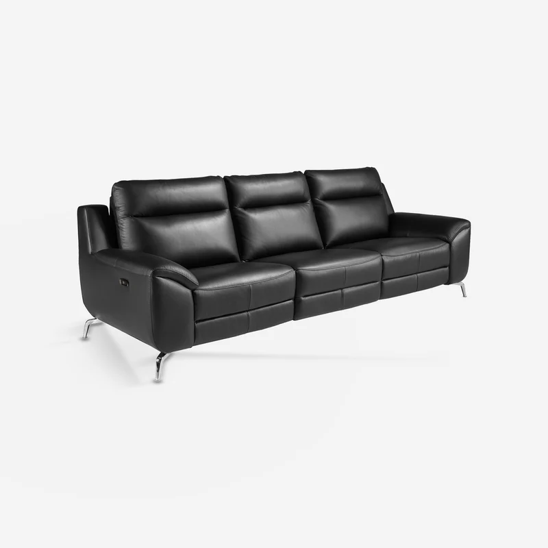 Relaxing 3-seater black leather sofa