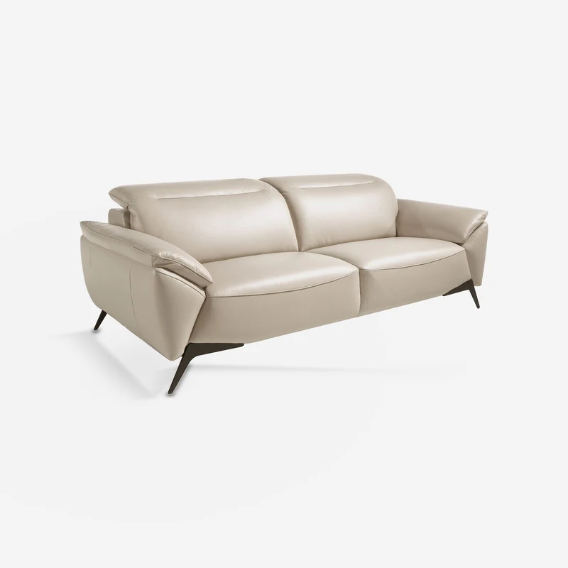 3-seater taupe leather sofa