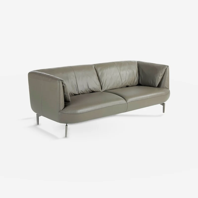 3-seater dark grey leather sofa