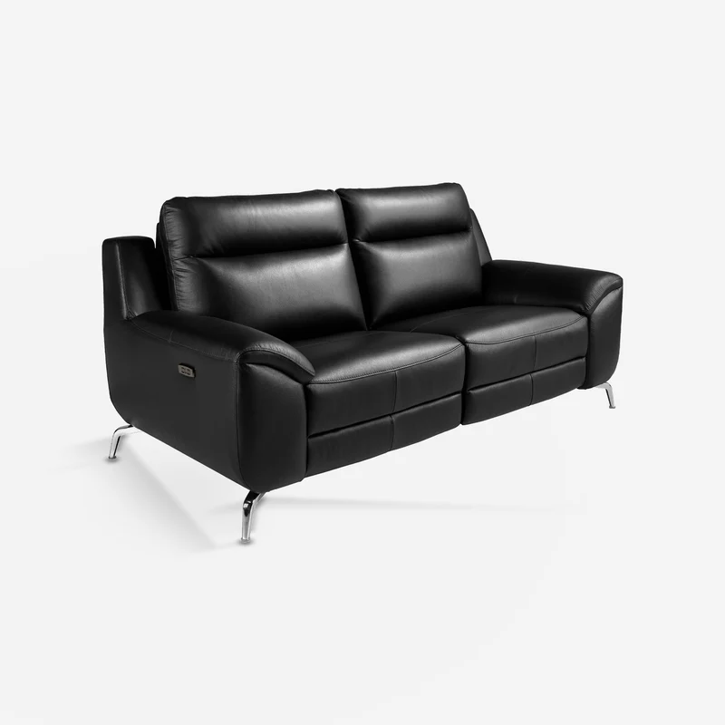2-seater black leather sofa