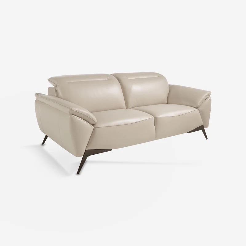 2-seater taupe leather sofa