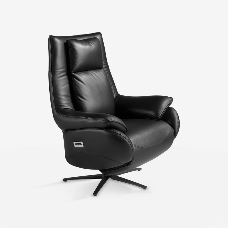Black leather swivel relax armchair