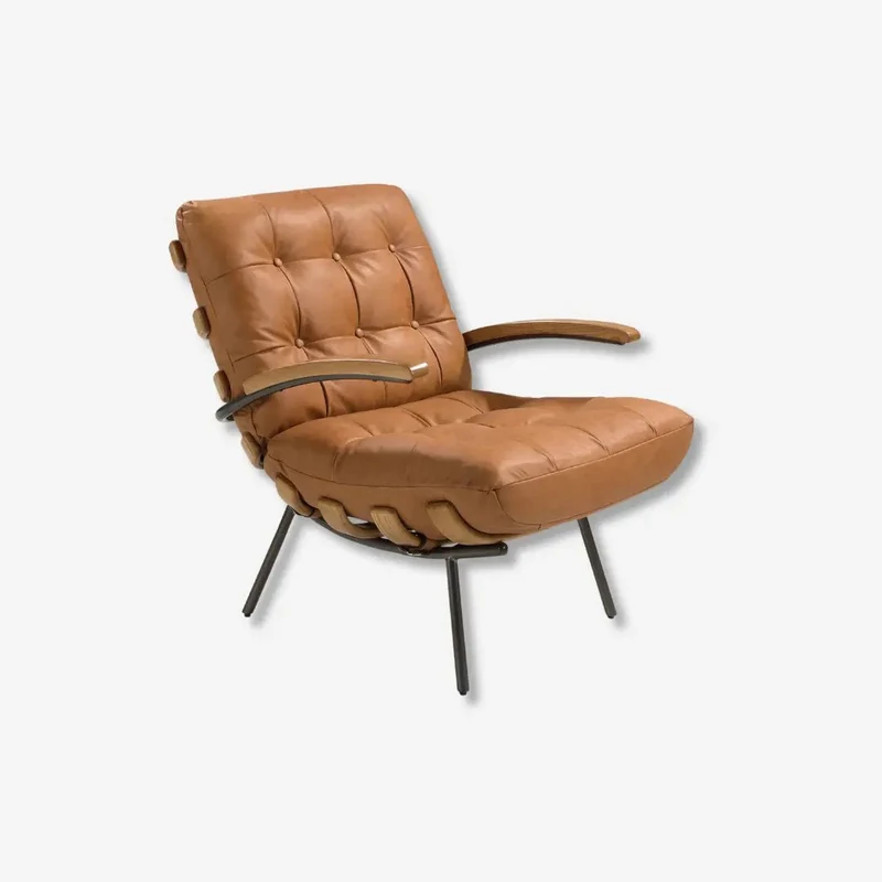 Brown leather and ash armchair