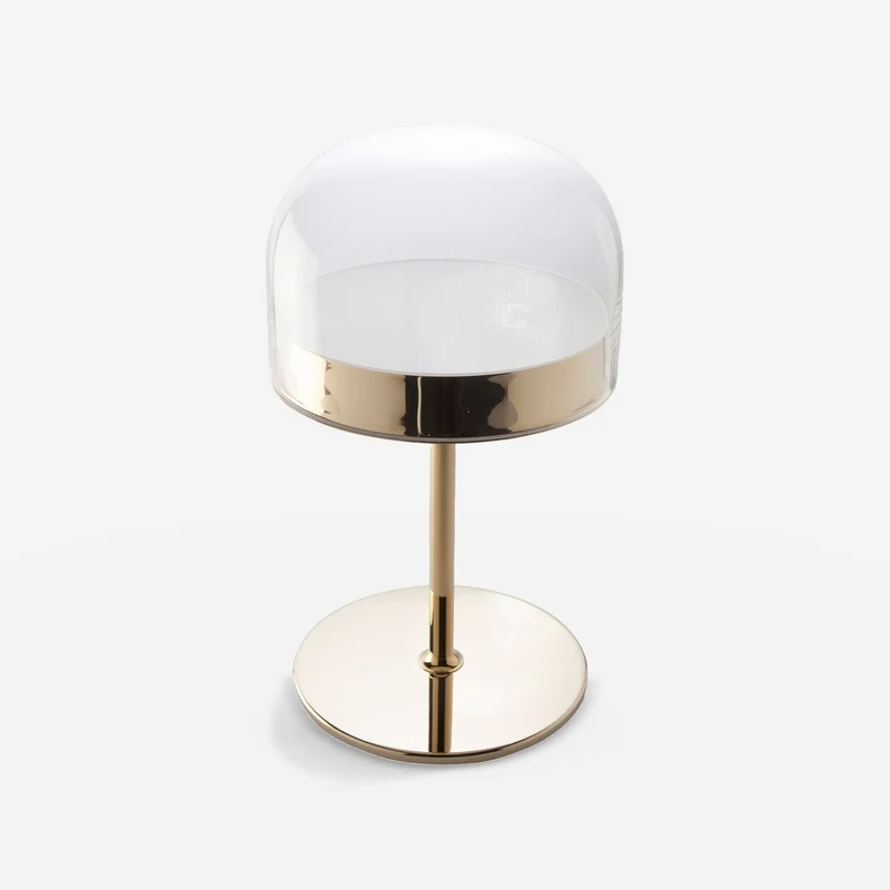 Table lamp in steel and clear glass
