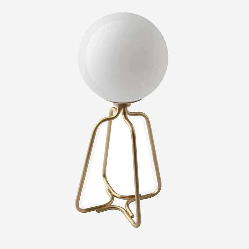 Gold steel and white glass table lamp