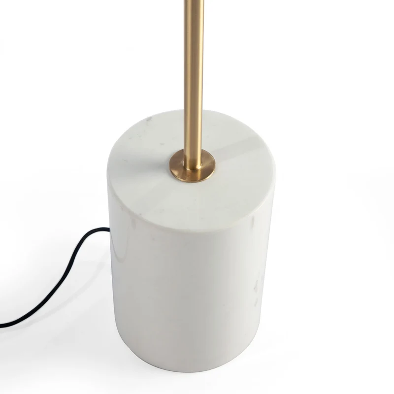 Floor lamp in white marble, gold-plated steel and white glass
