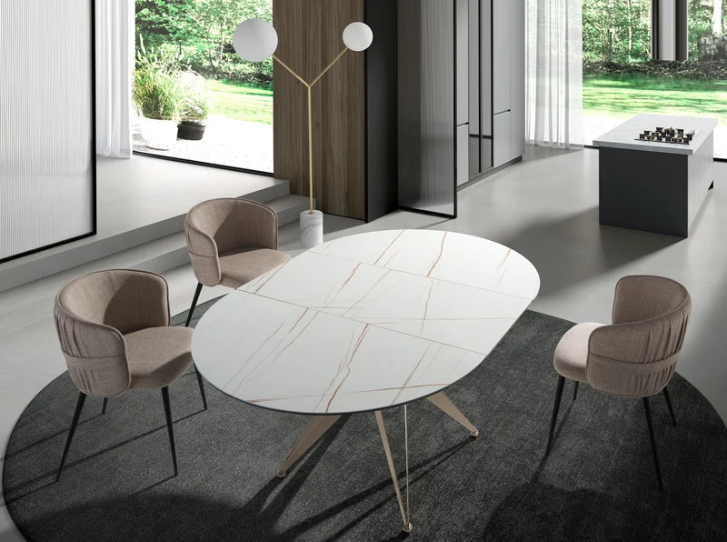 Floor lamp in white marble, gold-plated steel and white glass