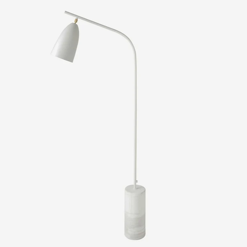 White marble and steel floor lamp