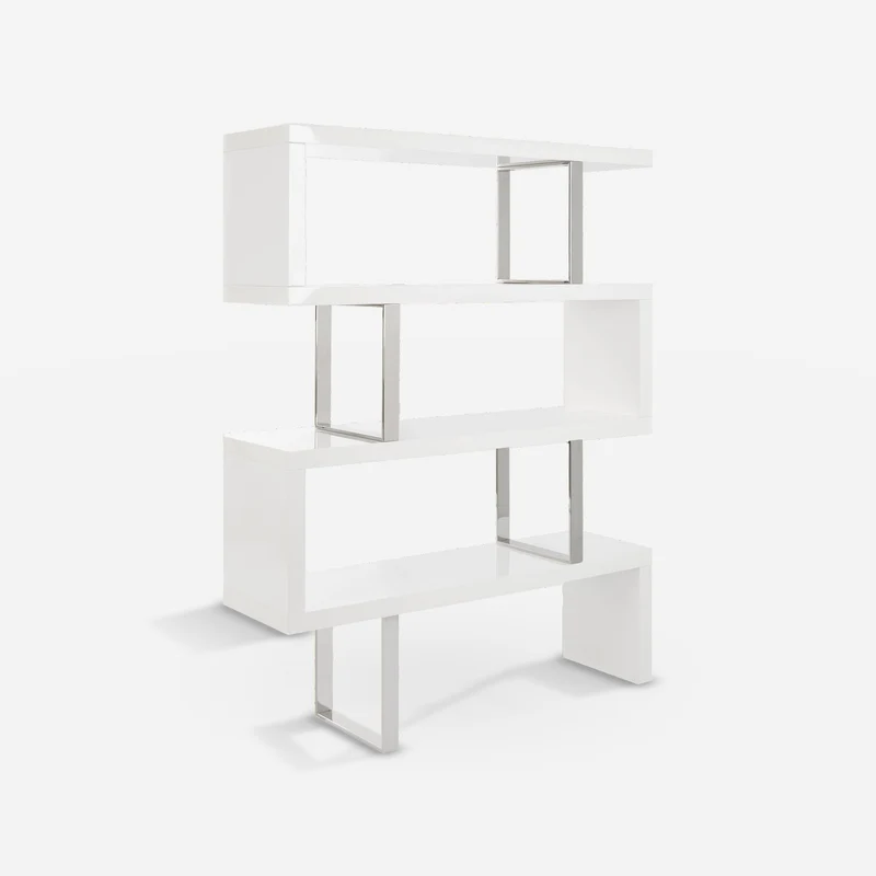 White and steel shelving