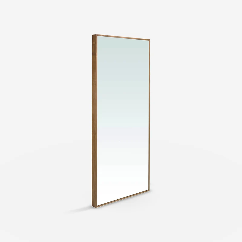 Rectangular walnut wall mirror
