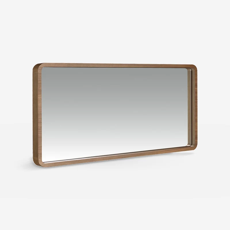 Rectangular walnut wall mirror