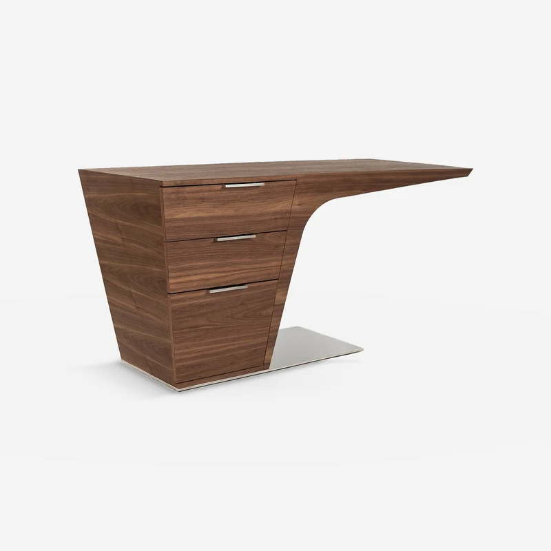 Walnut desk and chrome steel base