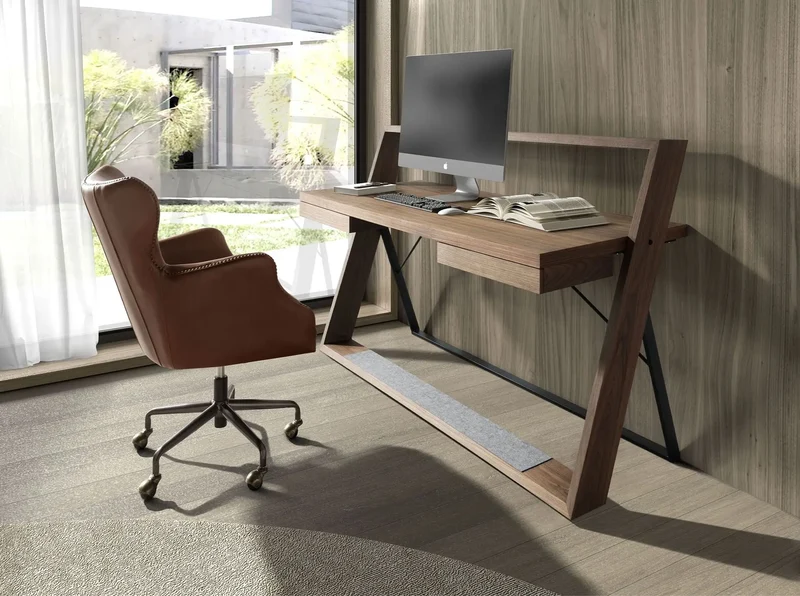 Walnut and black steel desk