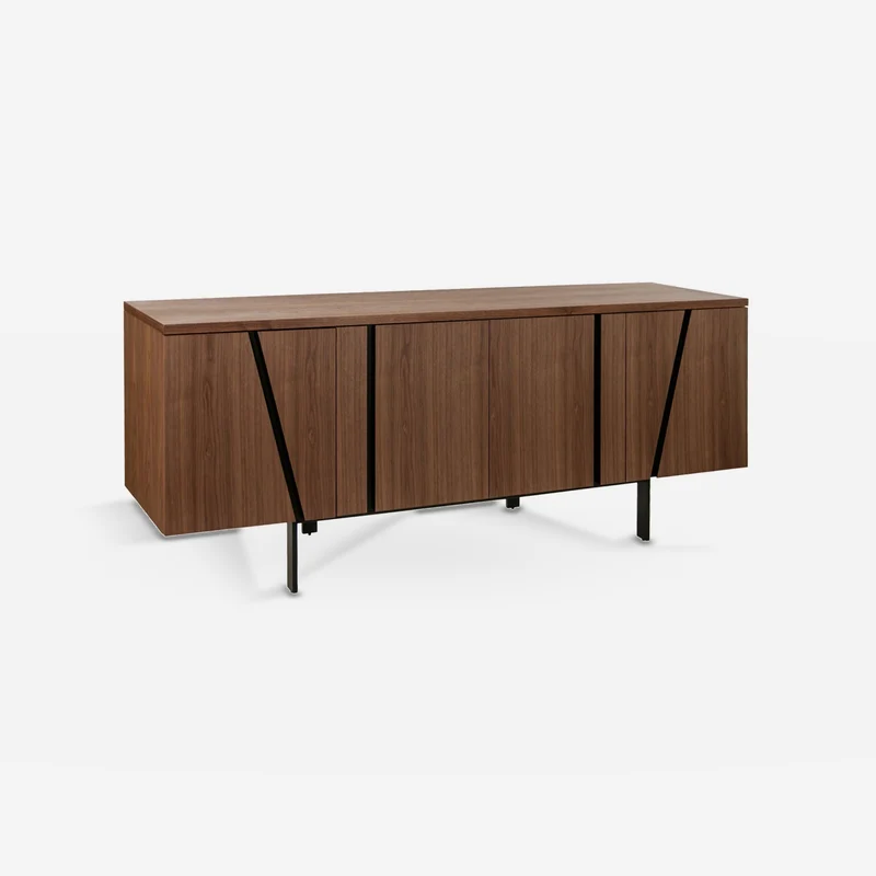 Walnut and black steel sideboard