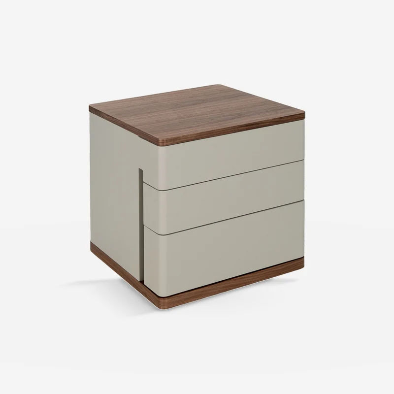 Grey and walnut wood nightstand