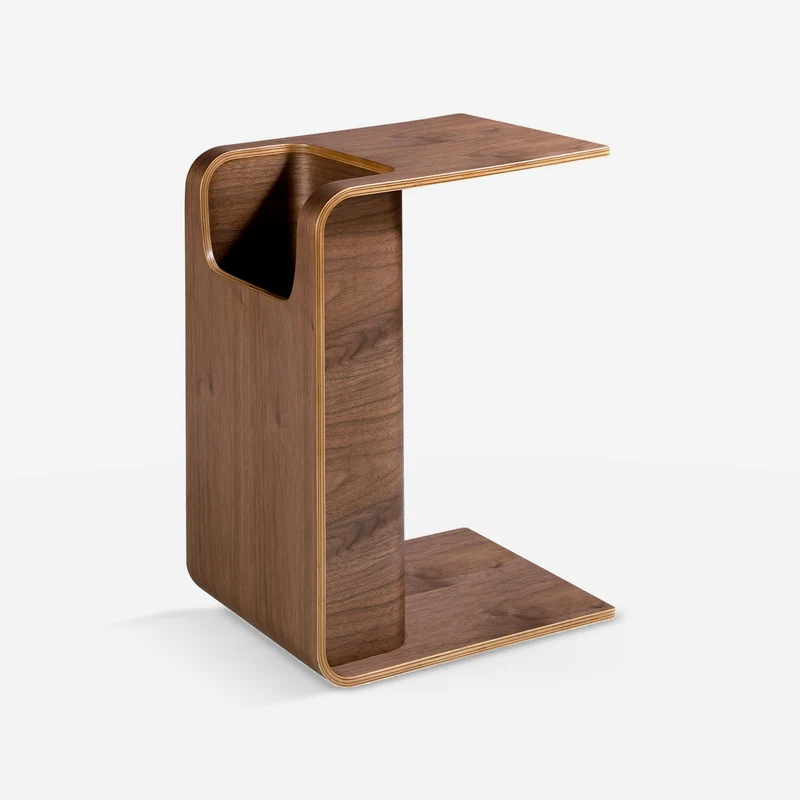 Rectangular walnut corner table