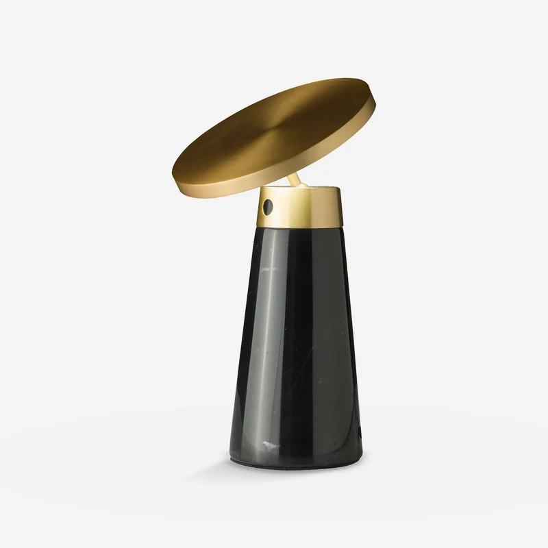 Black marble and gold steel table lamp