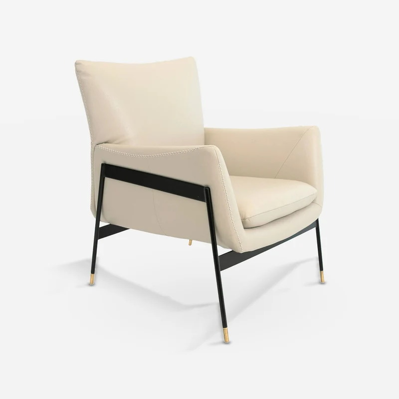 Pearl grey leather armchair