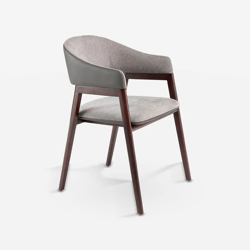 Grey fabric and dark mink leatherette chair