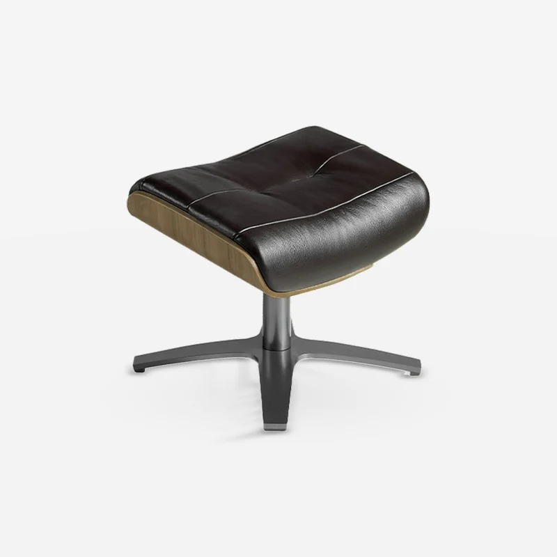 Black leather ottoman