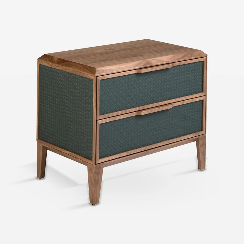 Dark green and walnut PVC nightstand